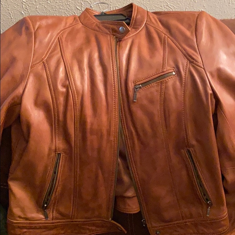 Carmel brown leather jacket